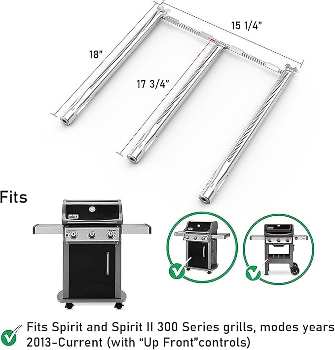 Spirit e310 7636 Flavorizer Bars & 69787 Grill Burner 7638 Grill Grate for Weber Spirit & GS4 Spirit II 300 Series E310 E320 E330 S310 S320 S330 68950 with Front Control, for Weber Grill Parts