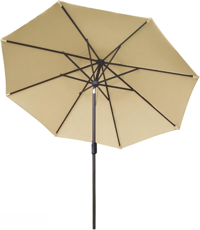 Eurmax USA 10-Year-Non-Fading 10FT Outdoor Patio Market Umbrella,UPF50+ UV Resistant Sun Shade,Heavy Duty Commercial Grade,Crank Lift&Tilt,Windproof Vented Top for Garden,Pool,Deck,Sand