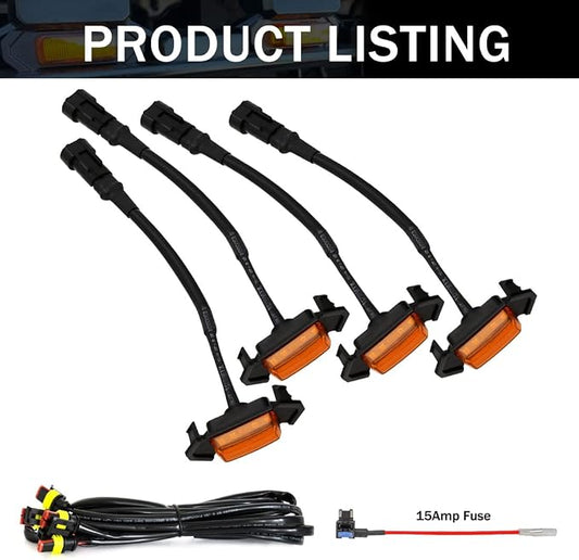 Amber LED Grille Lights For Tacoma TRD Pro 2016-2022, 4Pcs OEM Front Grill Light Kit with Wire Harness And Fuse