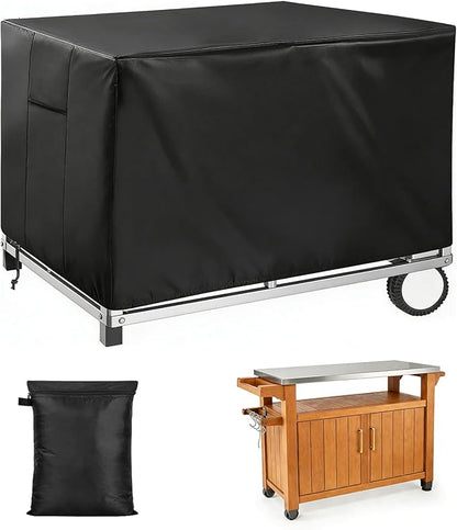 POOLTALE Outdoor prep table cover 54x23x35IN for Dining Grill Cart, Planter Boxes Stand, Raised Garden Storage Cabinet Bed, Dining Kitchen Island Stainless Steel Table Waterproof Protective, Black