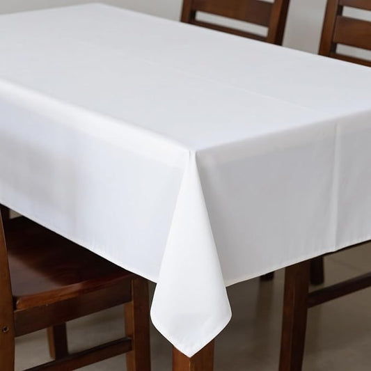 MRJ Polyester Tablecloth 60 X 84 Inch White Rectangle Table Cloth Washable Fabric Table Cover for Restaurant Hotel Wedding