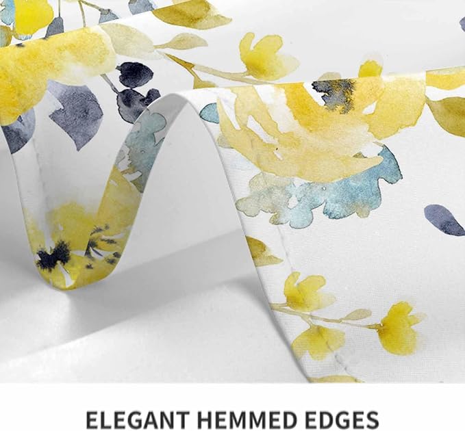 TKS MITLAN Yellow Blue Flowers Tablecloth Decor Watercolor Plant Tender Petal Bright Summer Romantic Table Cloth Dining Room Kitchen Table Cover 60" X 84" Oblong/Rectangle