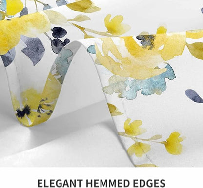 TKS MITLAN Yellow Blue Flowers Tablecloth Decor Watercolor Plant Tender Petal Bright Summer Romantic Table Cloth Dining Room Kitchen Table Cover 60" X 84" Oblong/Rectangle