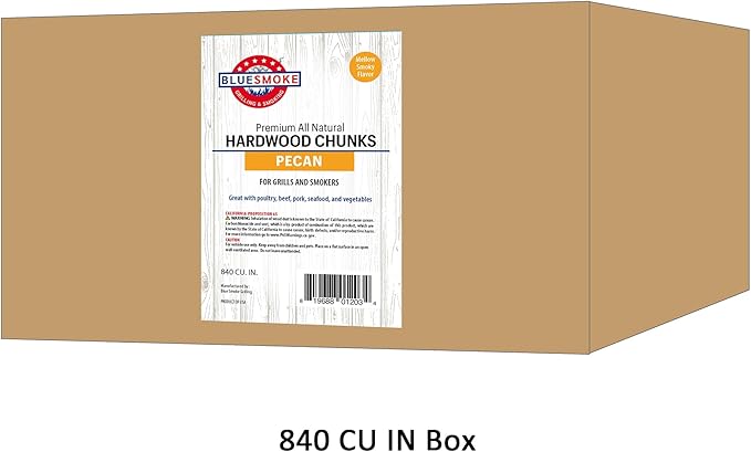 All Natural Pecan Wood Chunks - 840 Cu. in. Pecan Wood Chunks for BBQ Grilling and Barbecue Smoking, Brown, BSG_PE840CUIN