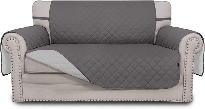 Easy-Going Reversible Couch Cover, 2 Cushion Sofa, Gray/Light Gray | Loveseat, Slipcover For Dogs, Water Resistant Furniture Mat, Living Room, Non-Slip Sofa Cover, Pet Friendly