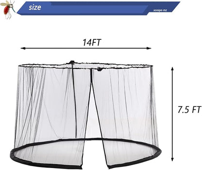 Mosquito Netting For 13/14/15FT Patio Umbrella Double-Sided, Screen Walls Zipper Double Door Black
