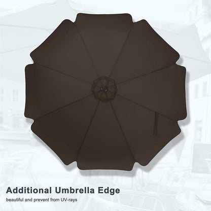 MASTERCANOPY 9ft Patio Umbrella with Valance, Crank & Tilt, Brown | 8 ribs, UV/fade-resist, waterproof, vent, for garden/deck/yard/pool