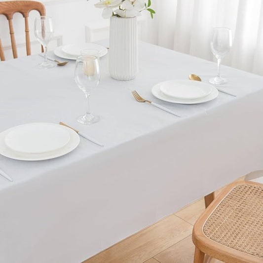 NLMUVW Square Vinyl Tablecloth 48 Inch with Flannel Backing, White Small PVC Table Cloth Waterproof Wipe Clean Table Cover for Dining Party Camping Outdoor, 48 X 48 Inch