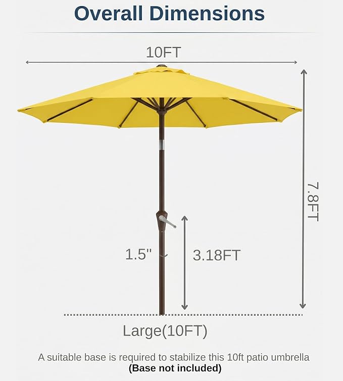 10FT Patio Umbrella, Outdoor Umbrella with Push Button Tilt and Crank, 8 Sturdy Ribs, UV Protection & Waterproof Market Umbrella for Pool, Backyard, Beach,Deck