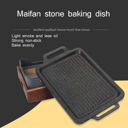 BBQ Barbeque Barbecue Grill,BBQ,Household Smoke-Free Korean Iron Plate Grill,Solid Alcohol Charcoal Grill,Indoor and Outdoor (Size : 27cm*20cm)