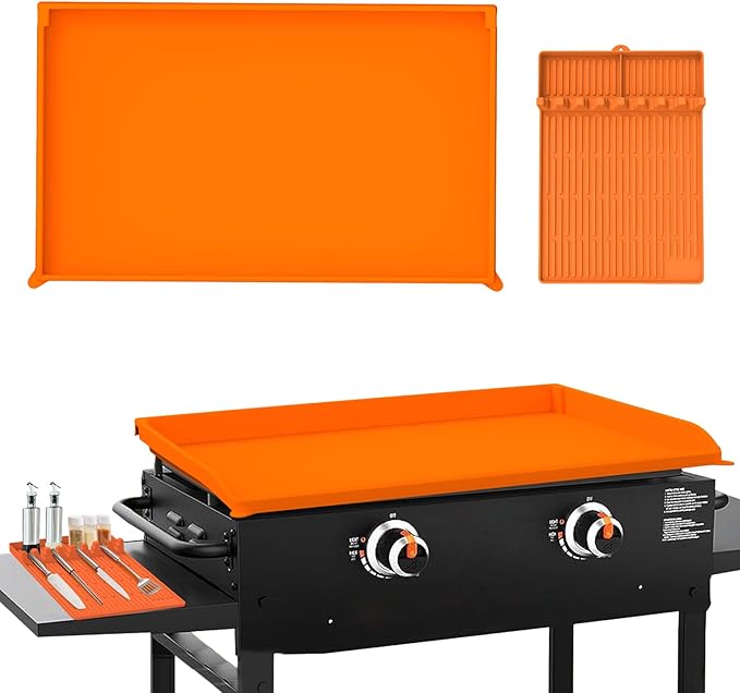 Garvee 36-Inch Heavy-Duty Silicone Grill Cover - Waterproof, Oil-Resistant, Dirt-Proof with 16-Inch Accessory Lid for Outdoor BBQ Protection