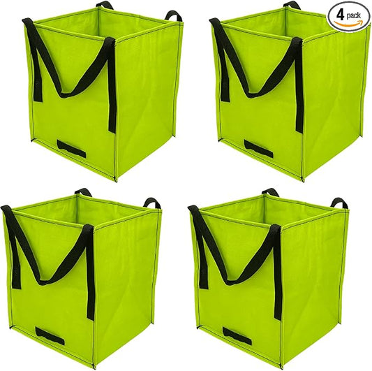 DURASACK Heavy Duty Storage Tote Bag 22-Gallon, Lime Green, Pack of 4 | Rugged Woven Polypropylene Moving Bag, Reusable Self-Standing Design, Holds up to 500 Pounds