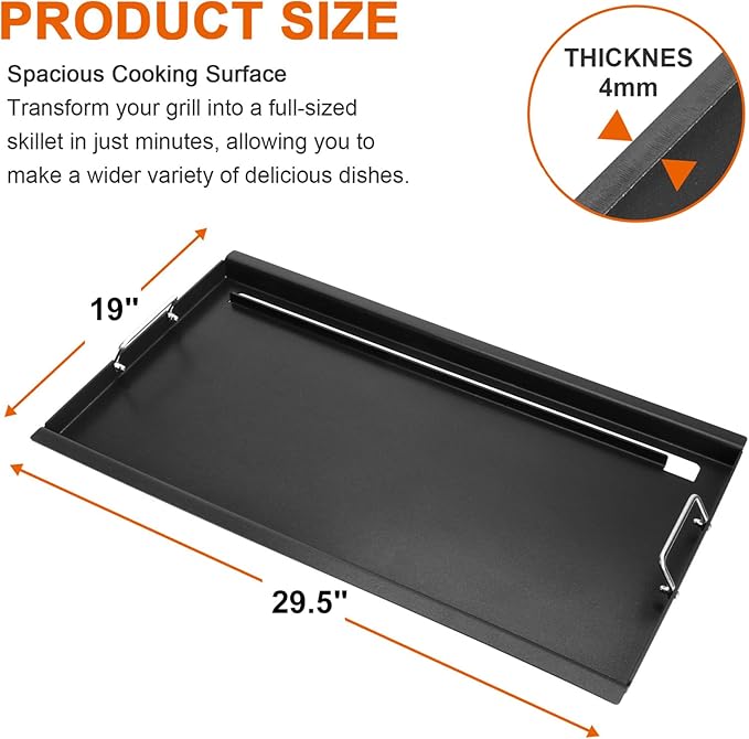Full-Size Griddle Inserts for Weber Summit 600 Series Grills, Flat Top Griddle for Summit E-640/650/660/670 S-640/650/660/670 Gas Grills with a Smoker Box, Replacement Parts for Weber 67552
