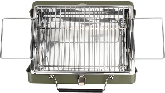 Fydun Portable Charcoal BBQ Grill Folding Notebook Grill for Cam Outdoor Cooking Backyard Picnic Black for Families (Green)