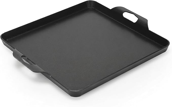 Cast Iron Square Griddle Pan, 13" x 11.5" Flat Top Griddle Plate, 11.5" Cooking Surface for Gas Stove, Camp Stove and Grill