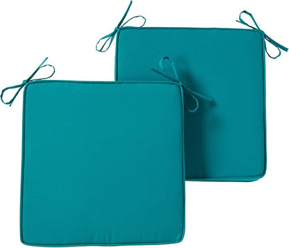 Outdoor 18 inch Square Patio Dining Chair Pads – Comfortable Fiber-Filled Seat Cushions with Ties, Reversible Polyester Fabric - Peacock, Set of 2