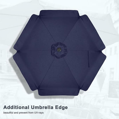 MASTERCANOPY 7.5ft Patio Umbrella with Valance, Crank & Tilt, Navy Blue | 6 ribs, UV/fade-resist, waterproof, vent, for garden/deck/yard/pool
