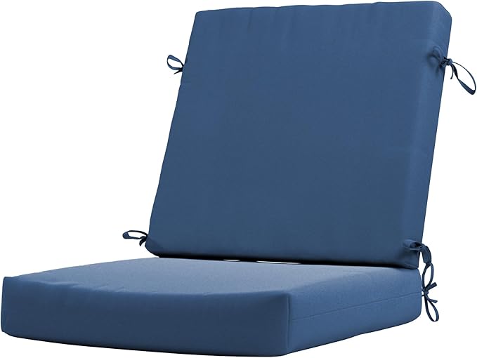 California Umbrella Outdoor Dining Chair, Patio Seat Cushion, 20 x 40 Inch, Premium Outdoor Memory Foam, Fade Resistant Sunbrella Fabric, Fabric Ties,Regatta