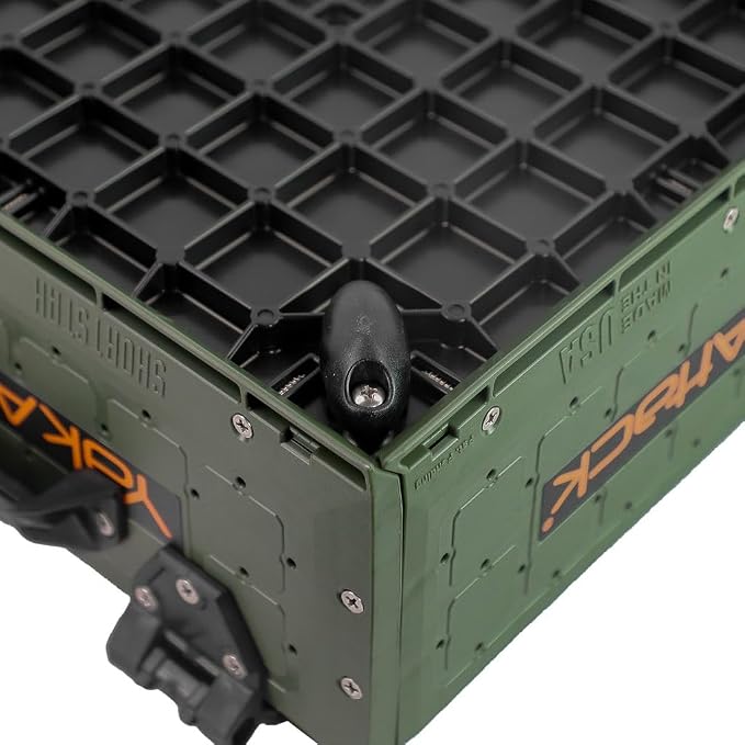 YakAttack ShortStak Solo Storage Box - Size & Color Options | Standalone Low-Profile Crate with Lid, Hinges & Latches | GridLoc Mounting Panels | Slider Feet for Under-Seat Use | Made in USA