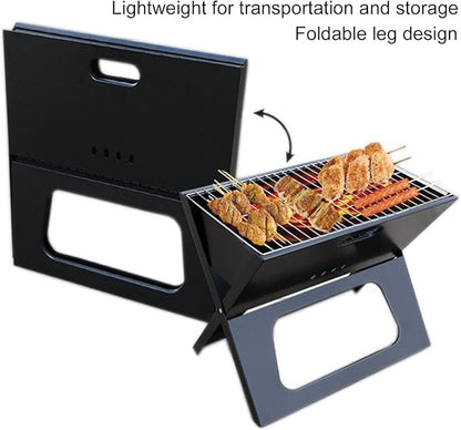 Charcoal Grills, Portable Metal Barbecue Grill, Small BBQ Grill for Adult, Folding Tabletop Grill for Outdoor Cooking Camping Beach Traveling Picnic Backyard, Black