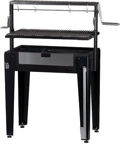 Charcoal Grill Maiten - Freestanding Santa Maria Barbecue, Adjustable Height, Detachable Front Cover, 22 lbs Capacity - Ideal for Camping