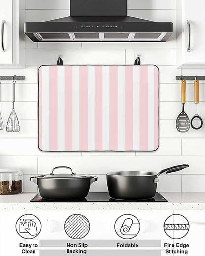 Stove Top Covers for Electric Stove 31x24 Inches, Pink Stripes HeatResistant Glass Cooktop Protector, Modern Farmhouse Pink White Vertical Striped Ceramic Stovetop Countertop Covers Mat, Oven Cover