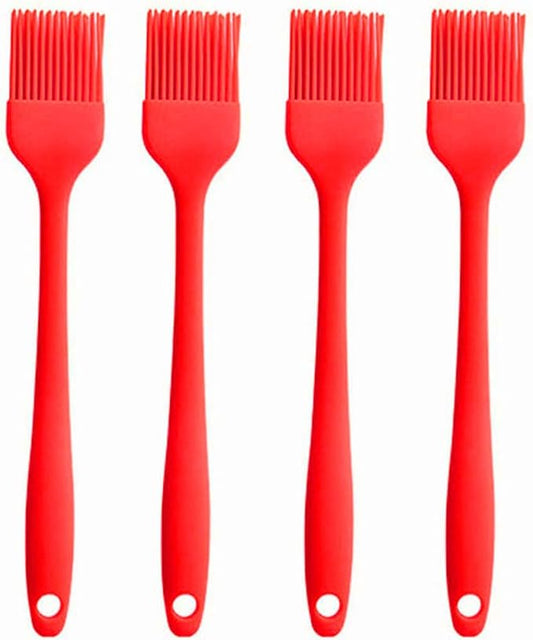 Silicone Oil brush, for BBQ Kitchen Cooking Baking and Grilling (4 PCS,red)