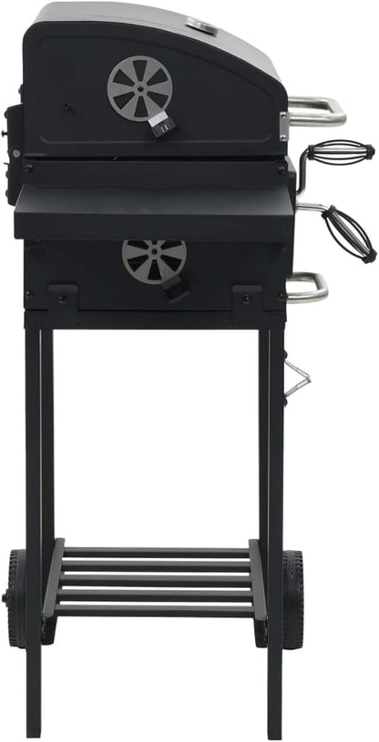 Gecheer Charcoal-Fueled BBQ Grill with Bottom Shelf Black for Patio Backyard Garden Camping Bonfire