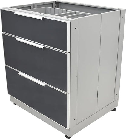 Blue Sky Outdoor Living ,OKC3024GDR3DG, 3-Drawer Outdoor Kitchen Cabinet – Heavy-Duty Storage – Weather-Resistant Modular Base for Patios and BBQ Islands – Slate Gray