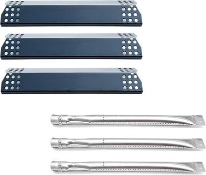 Parts Kit DG255 Replacement for Sunbeam,Nexgrill,Grill Master 720-0737 720-0697 Gas Grill Repair Kit (3-Pack) Stainless Steel Burners & Porcelain Steel Heat Plates