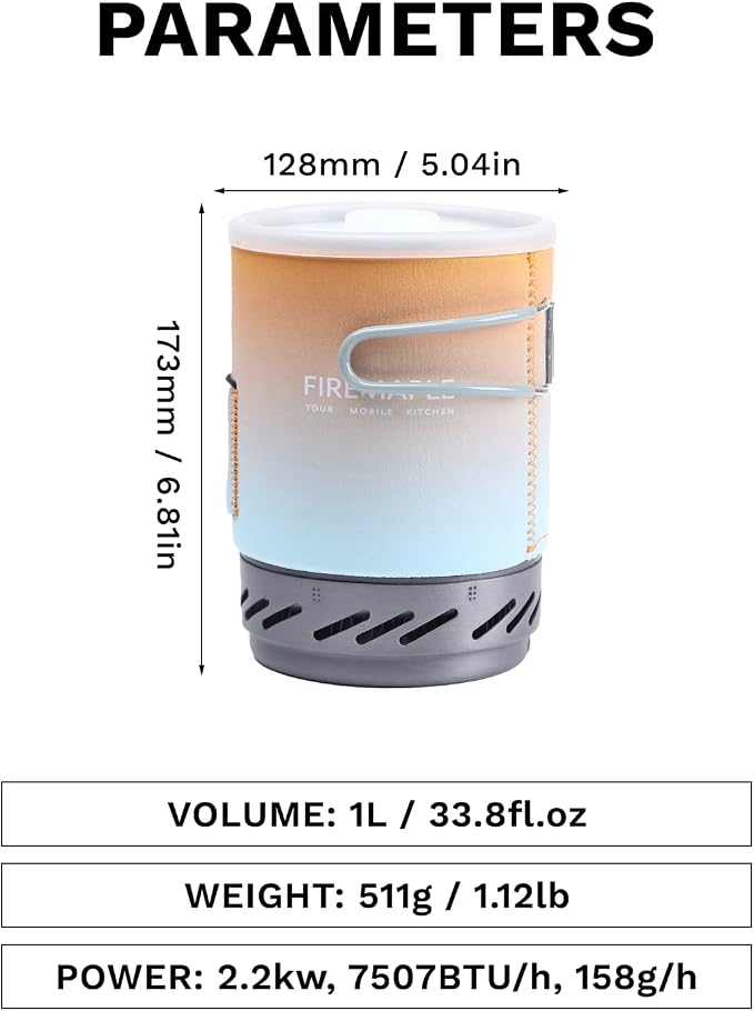 Fire-Maple Fixed Star 1 Backpacking and Camping Stove System, Multi 18oz | 30% Faster Boil with HX Base, Piezo Ignition, Safe & Durable, All-in-One Pot, Compatible with Most Canisters, Portable