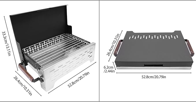 Charcoal BBQ Grill, Portable Folding Outdoor Camping Tabletop Charcoal Grill for Park Camping Picnics Beach Party Cooking, 15.75 * 8.27 in