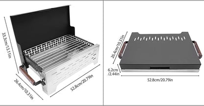 Portable Charcoal Grill, Folding Camping Grill, Outdoor Foldable BBQ Grill, Stainless Steel Smoker BBQ Grill for Outdoor Barbecue, Camping, Traveling