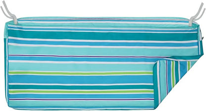 NettyPro Patio Bench Swing Loveseat Cushion Covers, Water Resistant UV Protection Outdoor Furniture Cushion Slipcovers with Zipper, Stripes Turquoise, 42 x 18 x 3 Inch