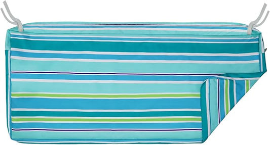 NettyPro Patio Bench Swing Loveseat Cushion Covers, Water Resistant UV Protection Outdoor Furniture Cushion Slipcovers with Zipper, Stripes Turquoise, 42 x 18 x 3 Inch