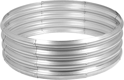 OUSHENG Galvanized Fire Pit Ring for Outside Wood Burning, Metal Firepit Liner for Above Ground Outdoor Camping Beach Backyard Park