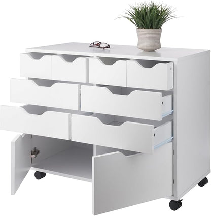 Winsome Halifax Tall Mobile Storage Cabinet, White, 2 Door 4 Drawer | Stylish & Functional Home Storage Cabinet for Filing, Kitchen Organization, Moveable Furniture for Office, Apartments