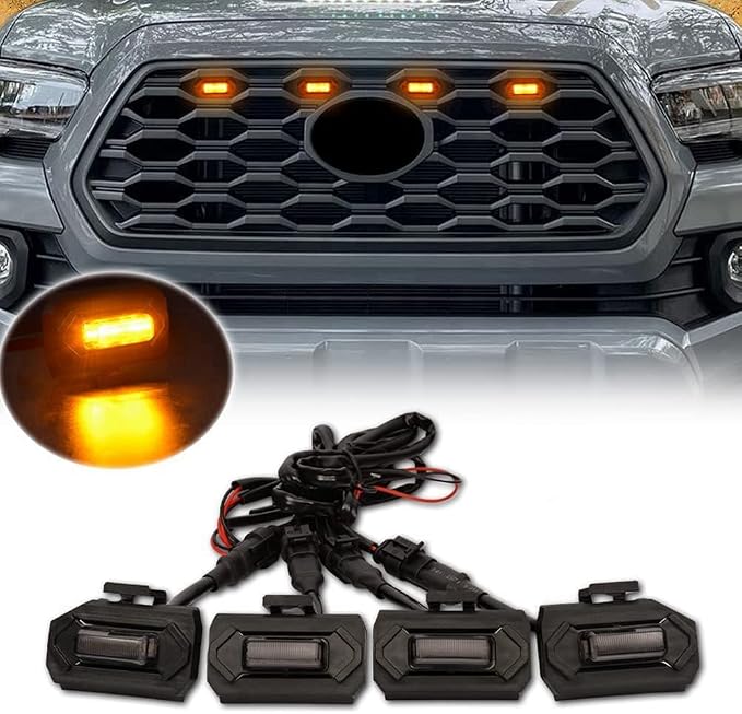 1Set Car LED Front Grill Lights External Grill Lamp Smoke Replacement Parts Car Accessories, Black, 500351180