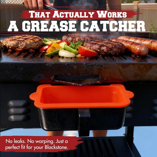 Kitchen perfection 2 Reusable Silicone Grease Cup Liners for Blackstone Griddle Grill - Fits 36 28 22 17 - Drip Catcher Tray Pans - A Must Have Blackstone Accessories for Easy Cleaning