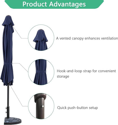 Helios&Hestia 9 ft Small Half Round Wall Outdoor Market Patio Umbrella with Tilt and Crank for Garden, Deck, Balcony