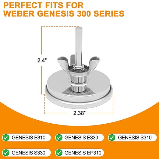 DcYourHome Grill Thermometer 67088 67731 for Weber GS4 Genesis ii & Genesis 300, Summit Series Grills, Temperature Gauge for Weber Genesis E-330 E-315 E/S-310 E/S-410, 2-3/8" Diameter, Center Mount