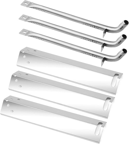 Criditpid Grill Replacement Parts for 3-Burner Walmart Expert Grill XG10-101-002-02, Stainless Steel Heat Plates & Burner Tubes Kit for Walmart Expert Grill GBC2016WRS.