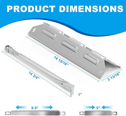 Grill Replacement Parts for Kenmore 3-Burner Gas Grills 146.23678310 146.29162310 146.23674310 146.23673310, Stainless Steel Heat Plates Grill Burners and Crossover Tube for Kenmore Accessories