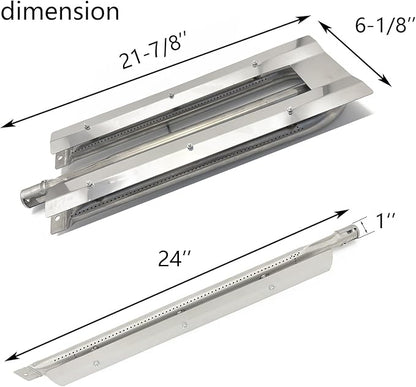 21-7/8" Stainless Steel U Shaped and 24" Straight Burner BBQ Replacement Parts for Viking Burners VGBQ 30 in T, VGBQ 41 in T, VGBQ 53 in T Series Gas Grill