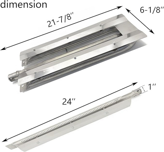 21-7/8" Stainless Steel U Shaped and 24" Straight Burner BBQ Replacement Parts for Viking Burners VGBQ 30 in T, VGBQ 41 in T, VGBQ 53 in T Series Gas Grill