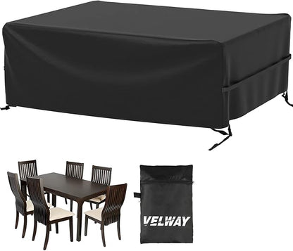 Velway Patio Furniture Cover Outdoor, Waterproof Rectangular Patio Table Chair Sofa Set Cover, 78”Lx63”Wx27”H, All Weather Oxford Tear-Resistant Material with Zipper Carrying Bag Windproof Buckles