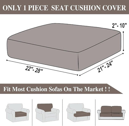 LA MEACK Couch Cushion Cover Seat Cushion Cover Stretch Armchair Cover Separate Sectional Sofa Slipcovers Furniture Protector(1 Piece for Seat or Sofa Backrest, Taupe)