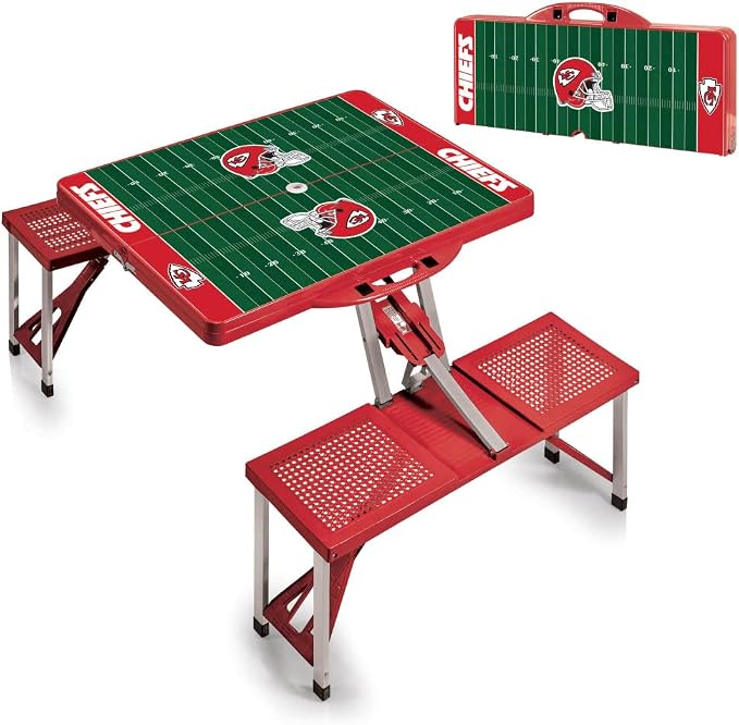 Picnic TIME NFL Football Field Folding Picnic Table, Camping Table, Outdoor Table with Umbrella Hole