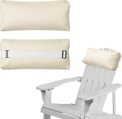 Chaise Lounge Head Pillow, 2 Pack Outdoor Lounge Chair Pillows with Adjustable Strap Longue Head Pillow Headrest Pillows for Patio Backyard Beach Pool Garden Recliner(Beige)