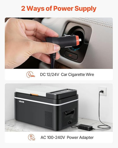 VEVOR Car Refrigerator, DC 12/24V AC100-240V Compressor Electric Cooler, -4°F to 68°F Car Fridge with APP Control, 23 QT Cars Freezer for RVs, Campsites, Boats, Camping, Fishing, 45W Portable Freezer